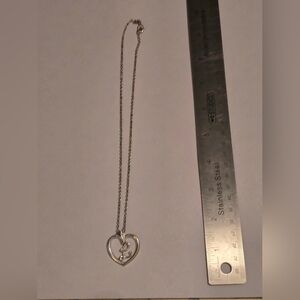 Avon Vintage L Heart Silver Plated Chain And Pendant